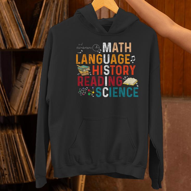 Math Language History Reading Science Music Teacher Women's Hoodie, History Teacher Hoodies, Science Teacher Hoodies, gift for family, gift for coworker Math Language History Reading Science Music Teacher Women's Hoodie, History Teacher Hoodies, Science Teacher Hoodies, gift for family, gift for coworker