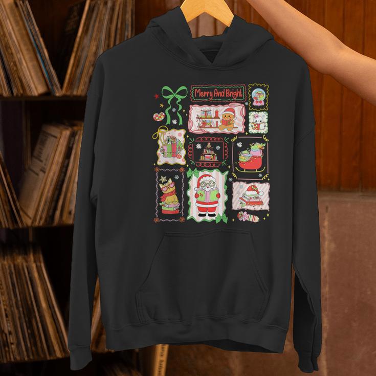 Merry And Bright Christmas Gingerbread Santa Book Teacher Women's Hoodie, gift for family, gift for coworker Merry And Bright Christmas Gingerbread Santa Book Teacher Women's Hoodie, gift for family, gift for coworker