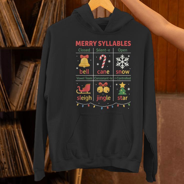 Merry Syllables Teacher Christmas Educational Kids Women's Hoodie, gift for family, gift for coworker Merry Syllables Teacher Christmas Educational Kids Women's Hoodie, gift for family, gift for coworker