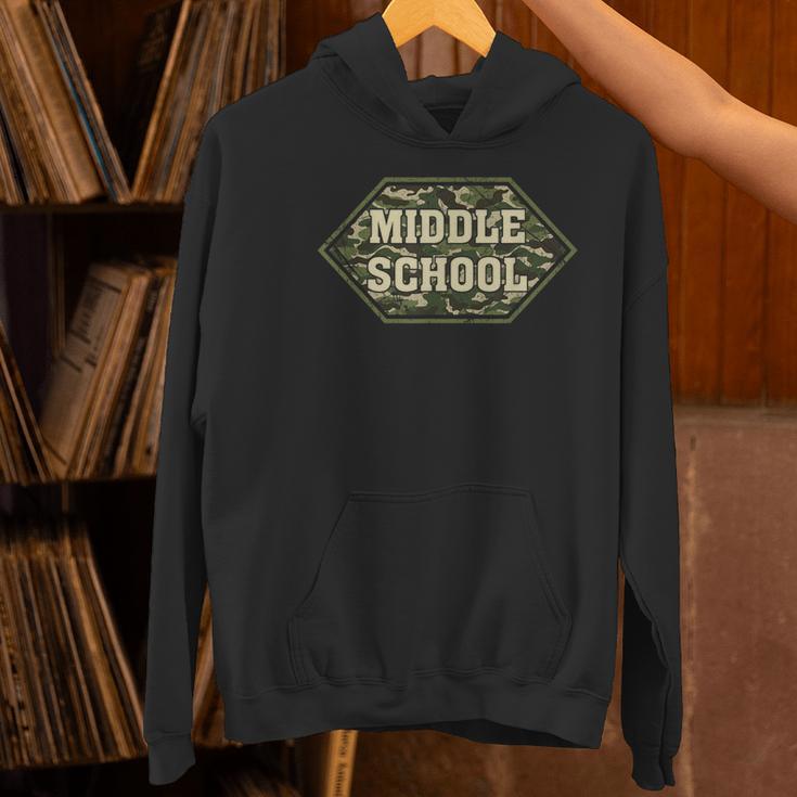 Middle School Camo Retro Back To School Teachers Women's Hoodie, gift for family, gift for coworker Middle School Camo Retro Back To School Teachers Women's Hoodie, gift for family, gift for coworker