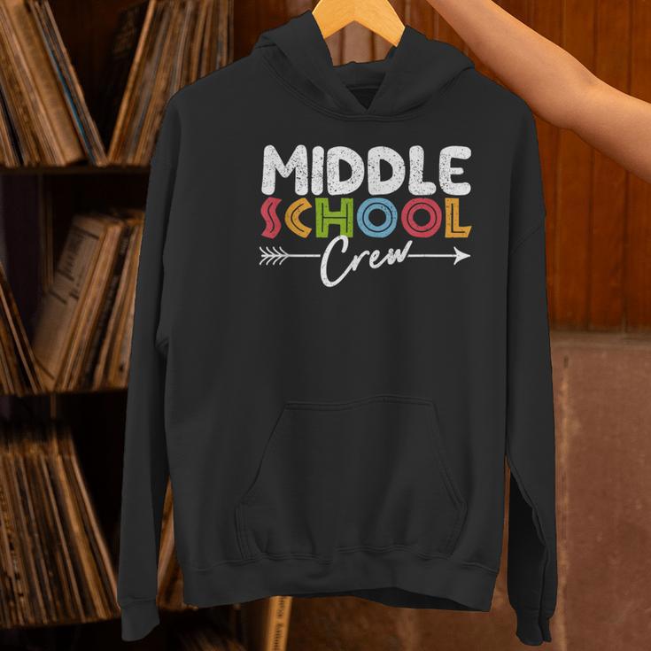 Middle School Crew Retro Teacher Student Vintage Women's Hoodie, gift for family, gift for coworker Middle School Crew Retro Teacher Student Vintage Women's Hoodie, gift for family, gift for coworker
