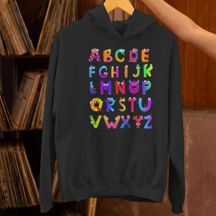 Monster ABC Cute Alphabet Halloween Teacher Costume Kids Women's Hoodie, gift for family, gift for coworker