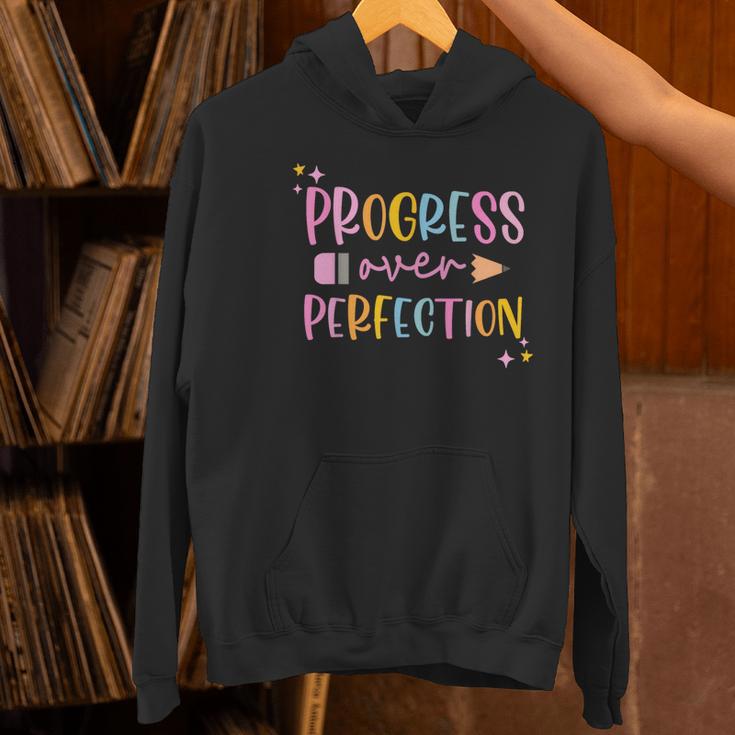 Motivational Progress Over Perfection Back To School Teacher Women's Hoodie, gift for family, gift for coworker Motivational Progress Over Perfection Back To School Teacher Women's Hoodie, gift for family, gift for coworker