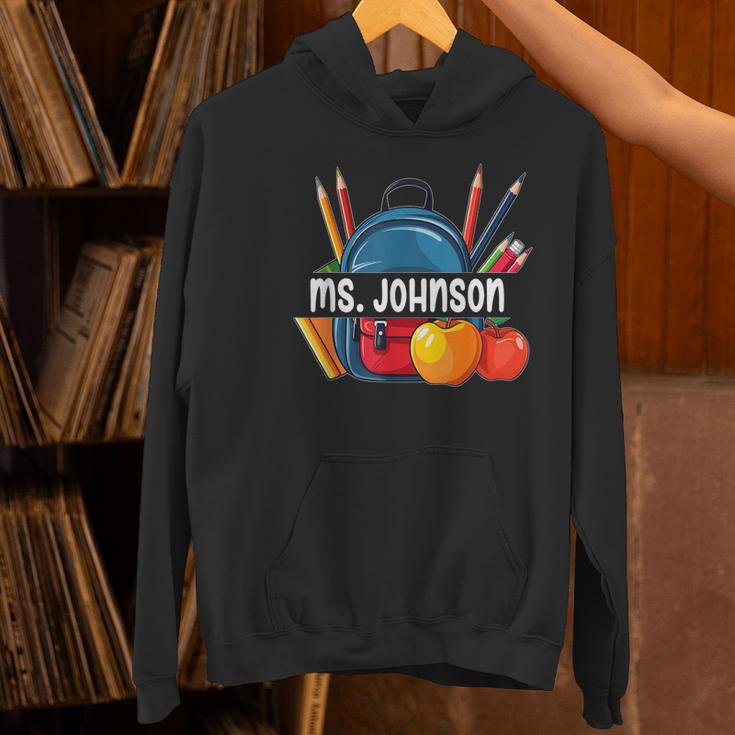 Ms Johnson Personalized Name Back To School Teacher For Men Women Kids Women's Hoodie, gift for family, gift for coworker Ms Johnson Personalized Name Back To School Teacher For Men Women Kids Women's Hoodie, gift for family, gift for coworker