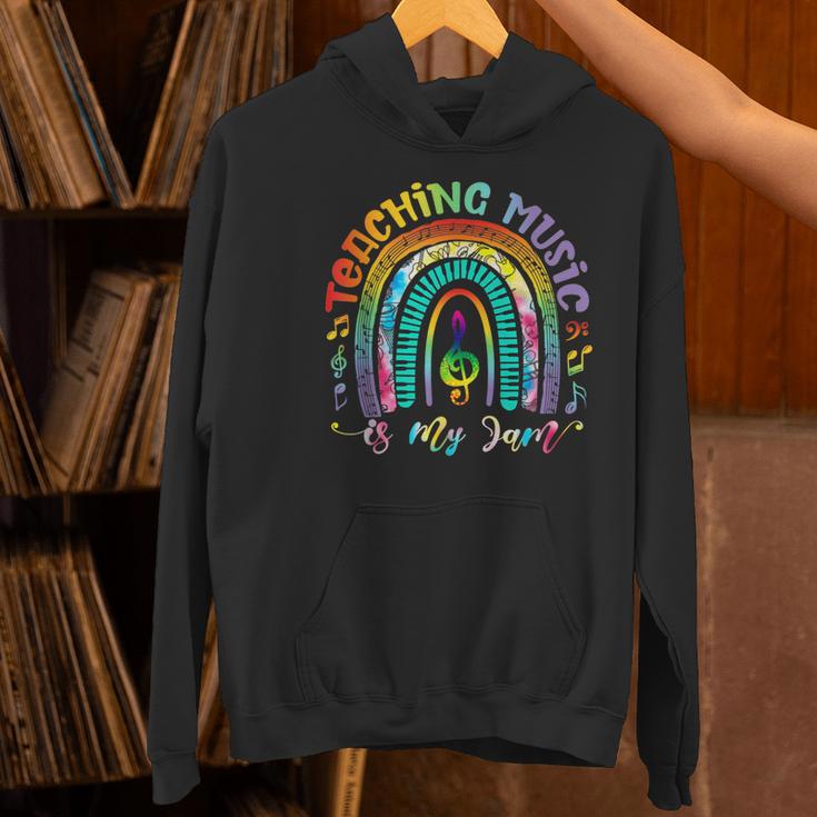 Musical Teacher Teaching Music Is My Jam Rainbow Tie Dye Women's Hoodie, gift for family, gift for coworker Musical Teacher Teaching Music Is My Jam Rainbow Tie Dye Women's Hoodie, gift for family, gift for coworker