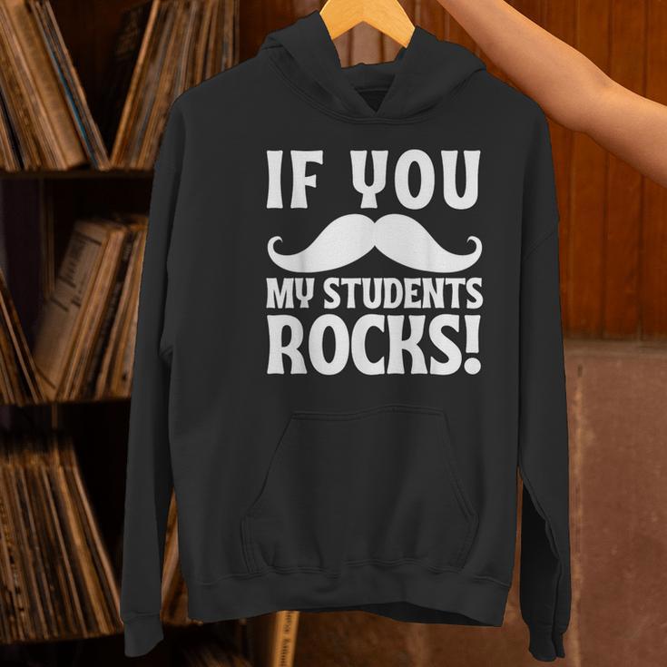 If You Mustache My Students Rock Teacher Mustache Women's Hoodie, gift for family, gift for coworker
