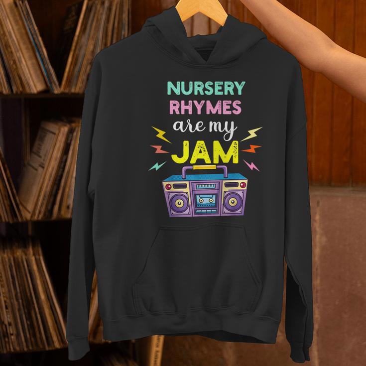 Nursery Rhymes Are My Jam 80s Retro Teachers & Students Kids Women's Hoodie, gift for family, gift for coworker Nursery Rhymes Are My Jam 80s Retro Teachers & Students Kids Women's Hoodie, gift for family, gift for coworker
