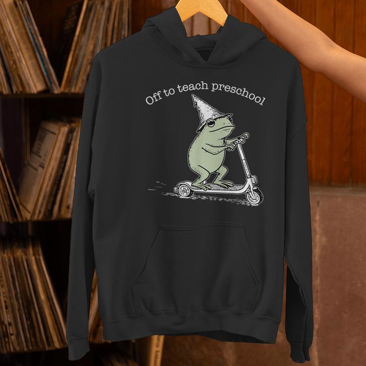 Off To Teach Preschool Pre-K Teacher Back To School Frog Women's Hoodie, gift for family, gift for coworker
