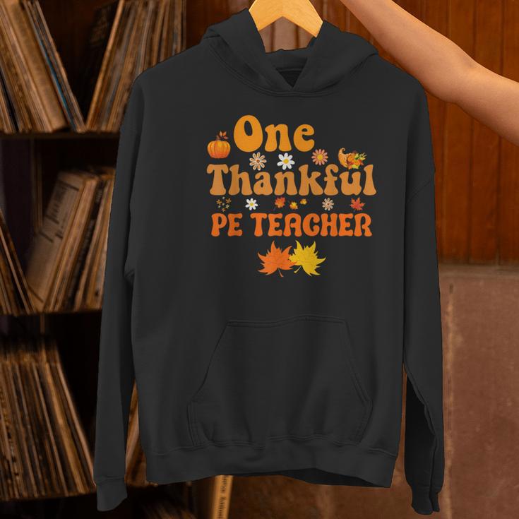 One Thankful PE Teacher Thanksgiving Fall Autumn Groovy Women's Hoodie, Pe Teacher Hoodies, Groovy Teacher Hoodies, gift for family, gift for coworker One Thankful PE Teacher Thanksgiving Fall Autumn Groovy Women's Hoodie, Pe Teacher Hoodies, Groovy Teacher Hoodies, gift for family, gift for coworker