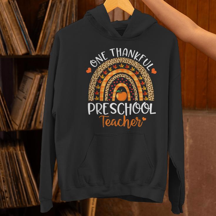 One Thankful Preschool Teacher Thanksgiving Rainbow Women's Hoodie, gift for family, gift for coworker One Thankful Preschool Teacher Thanksgiving Rainbow Women's Hoodie, gift for family, gift for coworker