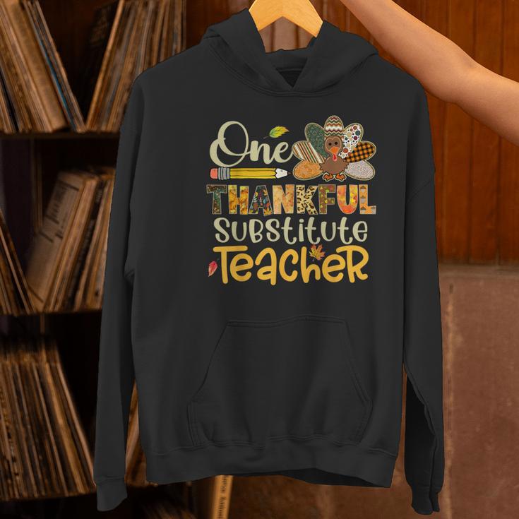 One Thankful Substitute Teacher Turkey Leopard Thanksgiving For Men Women Women's Hoodie, gift for family, gift for coworker One Thankful Substitute Teacher Turkey Leopard Thanksgiving For Men Women Women's Hoodie, gift for family, gift for coworker