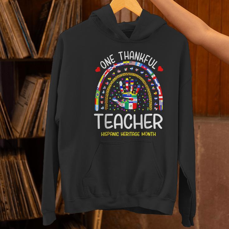 One Thankful Teacher Hispanic Heritage Month Countries Flags Women's Hoodie, gift for family, gift for coworker