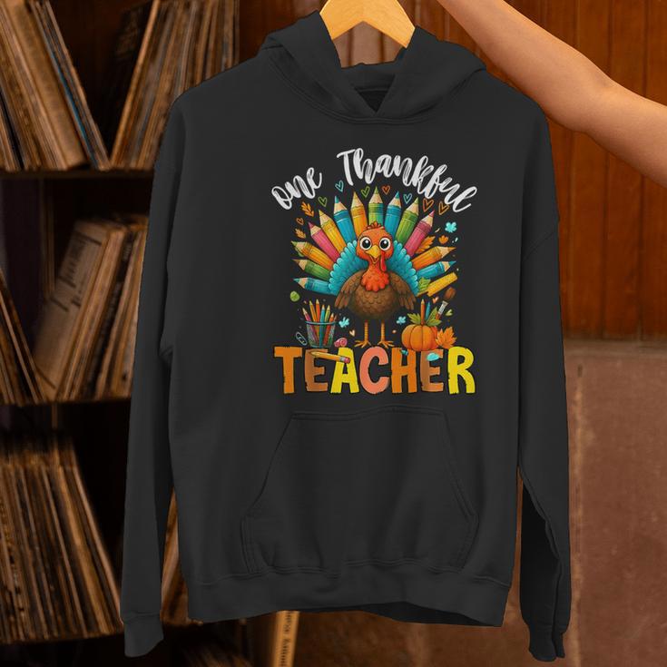 One Thankful Teacher Thanksgiving Turkey Cute Crayon Pencil Women's Hoodie, gift for family, gift for coworker One Thankful Teacher Thanksgiving Turkey Cute Crayon Pencil Women's Hoodie, gift for family, gift for coworker