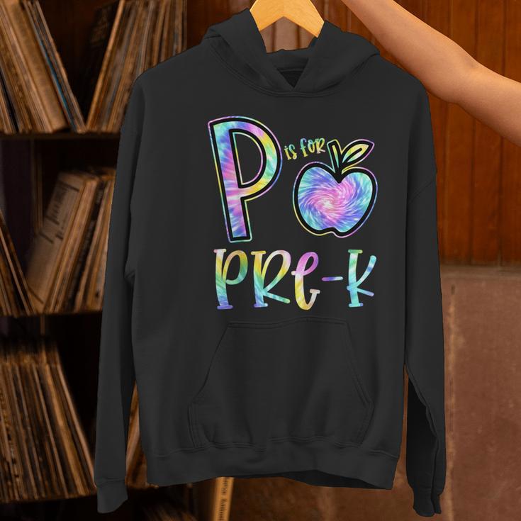 P Is For Pre-K Preschool Teacher Tie Dye Back To School Women's Hoodie, gift for family, gift for coworker