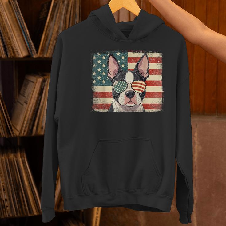 Patriotic Boston Terrier Dog Lover USA Flag 4th Of July For Men Women Kids Women's Hoodie, Patriotic Boston Terrier Hoodies, Boston Terrier 4th Of July Hoodies, gift for family, gift for coworker