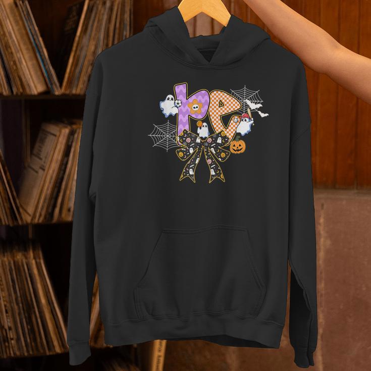 PE Teacher Coach Coquette Ghost Halloween Physical Education Women's Hoodie, Pe Teacher Hoodies, gift for family, gift for coworker
