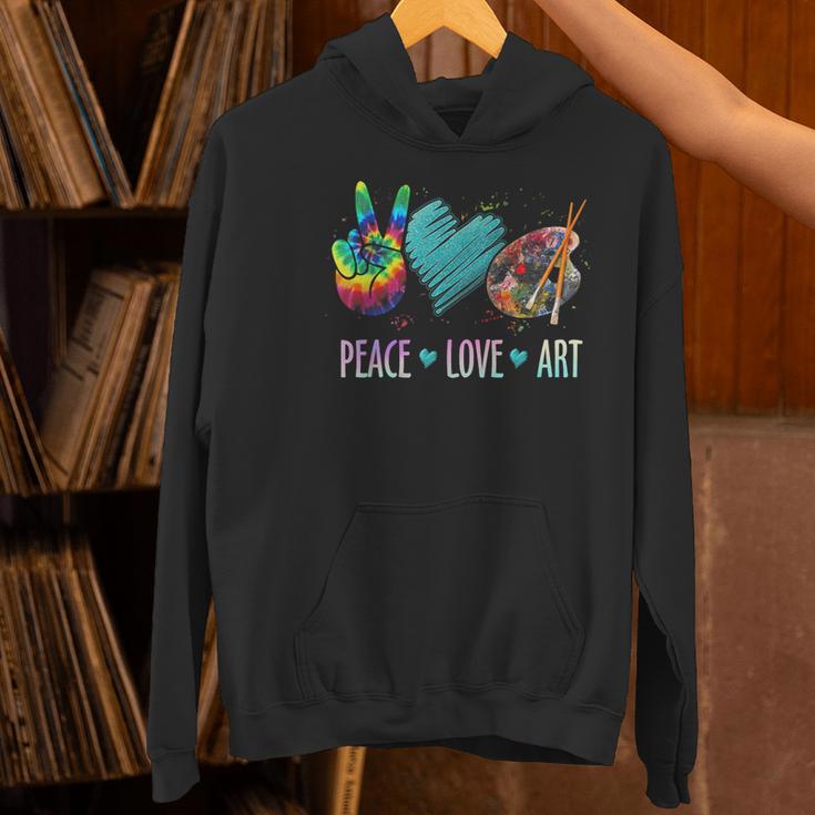 Peace Love Art Painting Palette Art Teacher Women's Hoodie, gift for family, gift for coworker