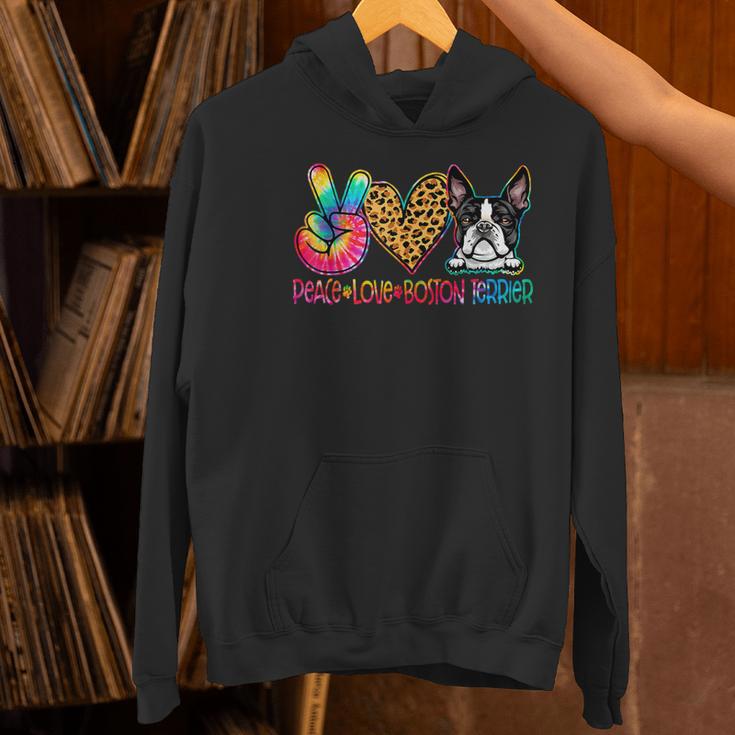 Peace Love Boston Terrier Tie Dye Dog Lover For Men Women Girls Kids Women's Hoodie, gift for family, gift for coworker
