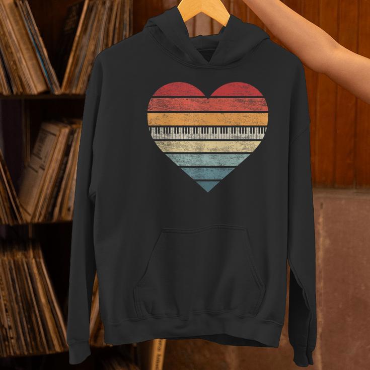 Pianist Retro Sunset Piano Keyboard Player Teacher Women's Hoodie, gift for family, gift for coworker