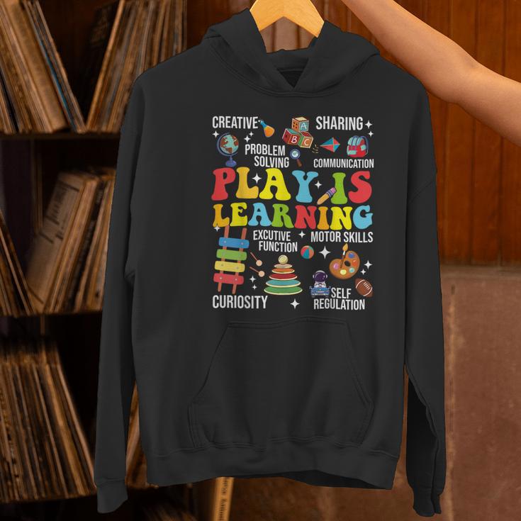 Play Is Learning Kindergarten Preschool Teacher Appreciation Women's Hoodie, gift for family, gift for coworker Play Is Learning Kindergarten Preschool Teacher Appreciation Women's Hoodie, gift for family, gift for coworker