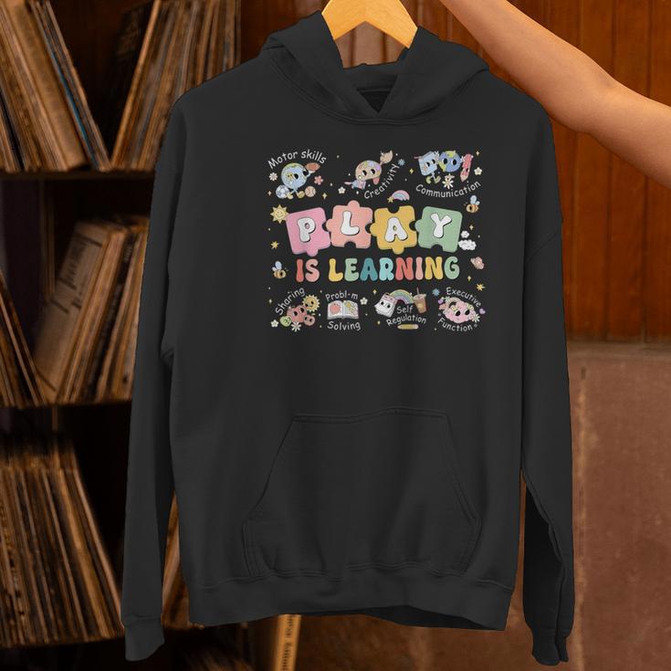 Play Is Learning Teacher Student First Day Back To School Women's Hoodie, gift for family, gift for coworker