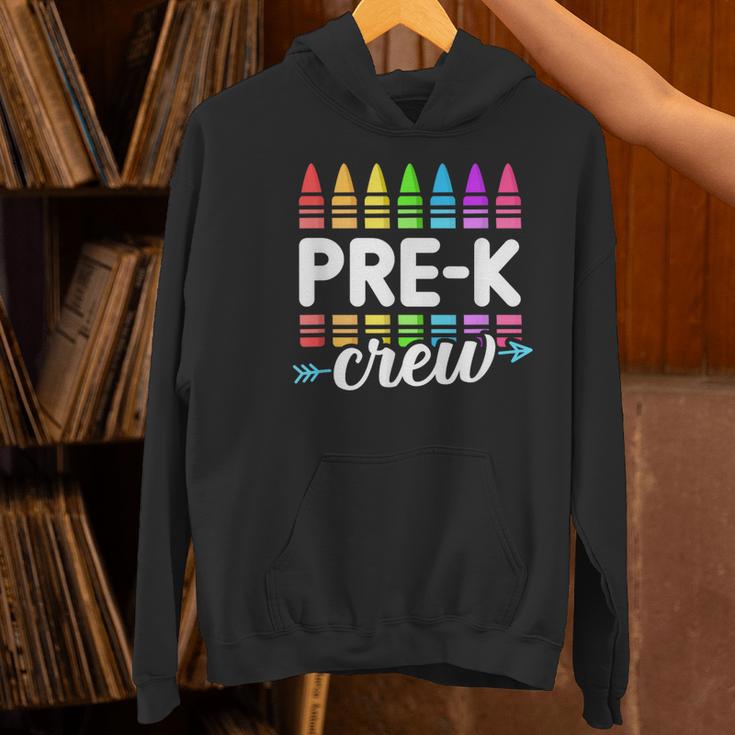 Pre-K Crew Teacher Team Squad Hello Back School Graduation Women's Hoodie, gift for family, gift for coworker Pre-K Crew Teacher Team Squad Hello Back School Graduation Women's Hoodie, gift for family, gift for coworker