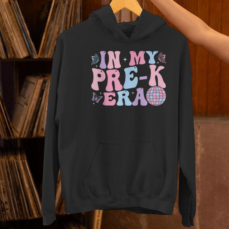 In My Pre K Era Groovy Back To School First Day Teacher Kids Women's Hoodie, Groovy Teacher Hoodies, gift for family, gift for coworker In My Pre K Era Groovy Back To School First Day Teacher Kids Women's Hoodie, Groovy Teacher Hoodies, gift for family, gift for coworker