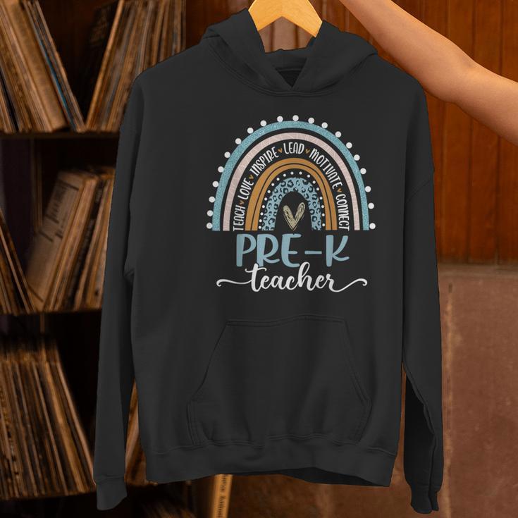 Pre-K Teacher Leopard Boho Rainbow Back To School Women's Hoodie, gift for family, gift for coworker Pre-K Teacher Leopard Boho Rainbow Back To School Women's Hoodie, gift for family, gift for coworker