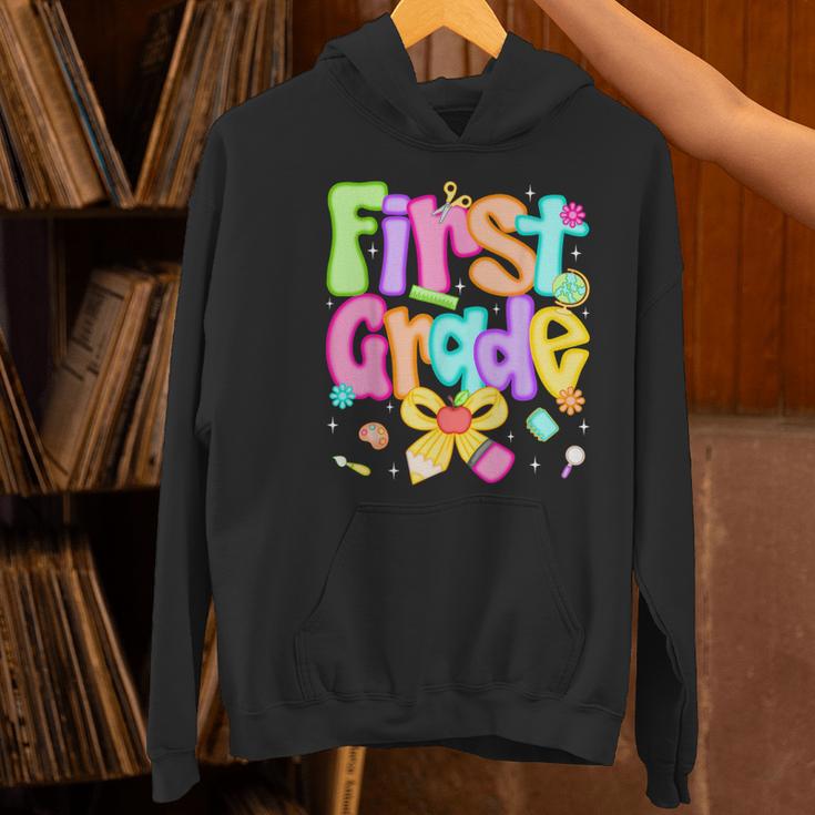 Preppy First Grade Back To School 1st Grade Teacher Girl Kid Women's Hoodie, First Grade Teacher Hoodies, gift for family, gift for coworker Preppy First Grade Back To School 1st Grade Teacher Girl Kid Women's Hoodie, First Grade Teacher Hoodies, gift for family, gift for coworker