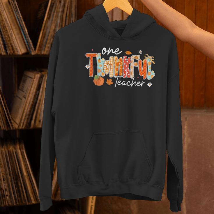 Preppy One Thankful Teacher Coquette Thanksgiving Teacher Women's Hoodie, gift for family, gift for coworker Preppy One Thankful Teacher Coquette Thanksgiving Teacher Women's Hoodie, gift for family, gift for coworker