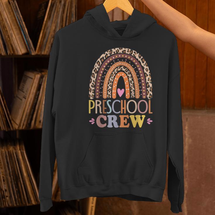 Preschool Crew Cute Leopard Rainbow Back To School Teachers Women's Hoodie, gift for family, gift for coworker Preschool Crew Cute Leopard Rainbow Back To School Teachers Women's Hoodie, gift for family, gift for coworker