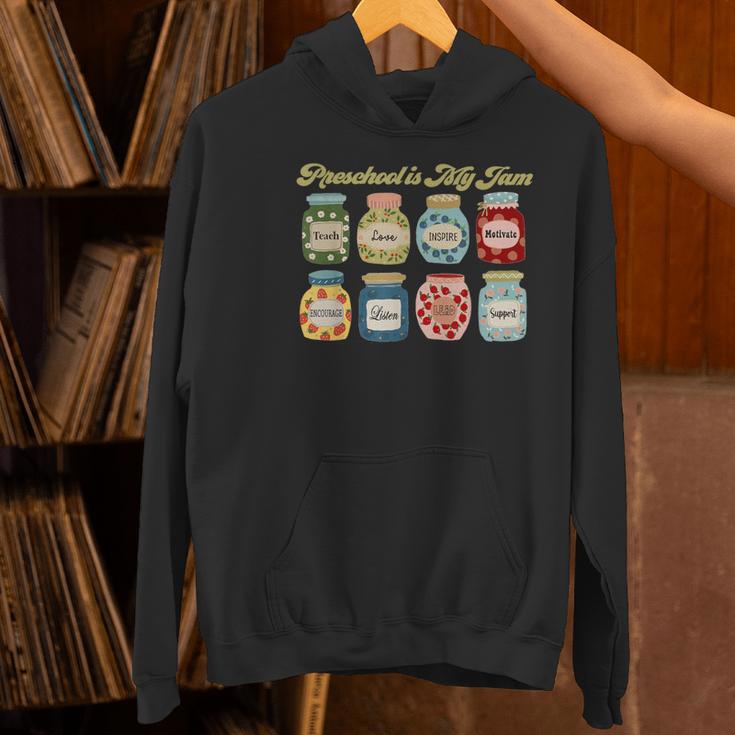 Preschool Is My Jam Retro Preschool Teacher Back To School Women's Hoodie, gift for family, gift for coworker