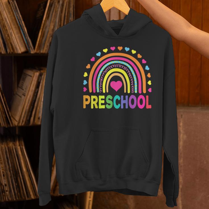 Preschool Rainbow Girls Boys Kids Teacher Back To School Women's Hoodie, gift for family, gift for coworker
