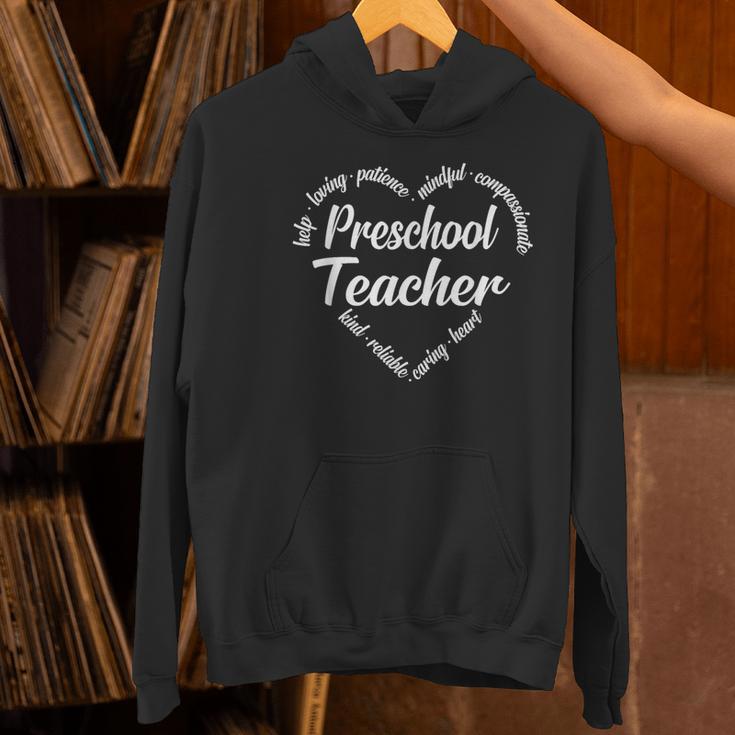 Preschool Teacher Heart Word Cloud Women's Hoodie, gift for family, gift for coworker