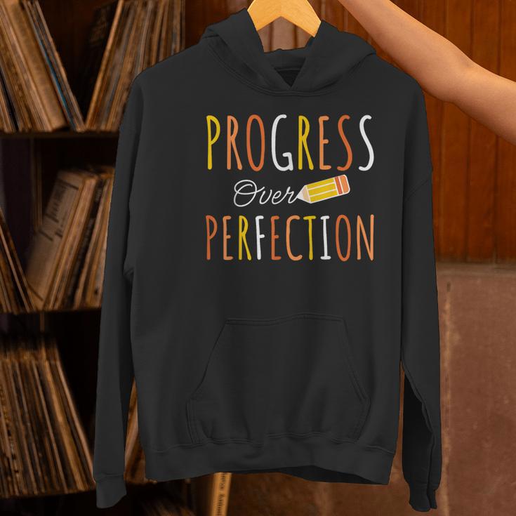 Progress Over Perfection Teacher Pencil Back-To-School Women's Hoodie, gift for family, gift for coworker Progress Over Perfection Teacher Pencil Back-To-School Women's Hoodie, gift for family, gift for coworker