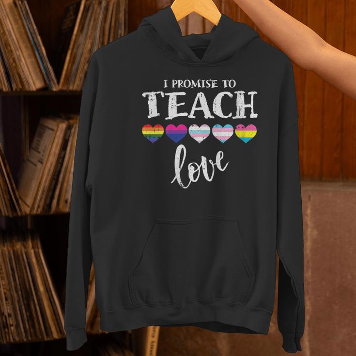 I Promise To Teach Love LGBT-Q Pride Proud Ally Teacher Women's Hoodie, gift for family, gift for coworker I Promise To Teach Love LGBT-Q Pride Proud Ally Teacher Women's Hoodie, gift for family, gift for coworker