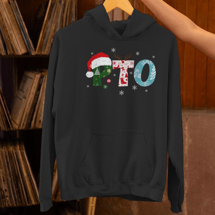 PTO Santa Hat Reindeer Parent Teacher Organization Christmas Women's Hoodie, gift for family, gift for coworker PTO Santa Hat Reindeer Parent Teacher Organization Christmas Women's Hoodie, gift for family, gift for coworker