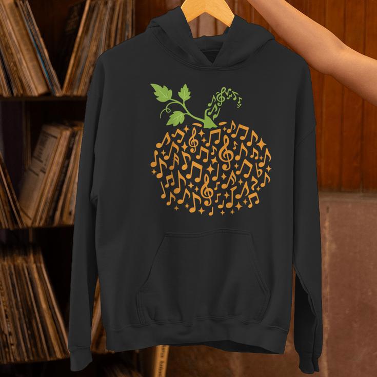Pumpkin Music Notes Fall Teacher Autumn Halloween Women's Hoodie, gift for family, gift for coworker