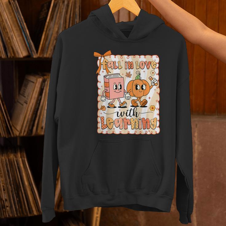 Pumpkin Teacher Preppy Fall In Love With Learning Autumn Women's Hoodie, gift for family, gift for coworker Pumpkin Teacher Preppy Fall In Love With Learning Autumn Women's Hoodie, gift for family, gift for coworker