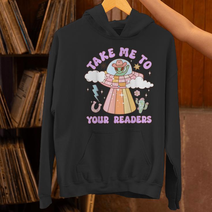 Take Me To Your Readers Alien Teacher Halloween Literacy Women's Hoodie, gift for family, gift for coworker Take Me To Your Readers Alien Teacher Halloween Literacy Women's Hoodie, gift for family, gift for coworker