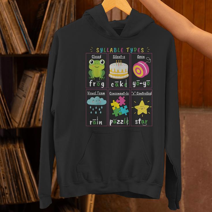 Reading Teacher Syllable Types Phonics Phonemic Awareness Women's Hoodie, gift for family, gift for coworker Reading Teacher Syllable Types Phonics Phonemic Awareness Women's Hoodie, gift for family, gift for coworker