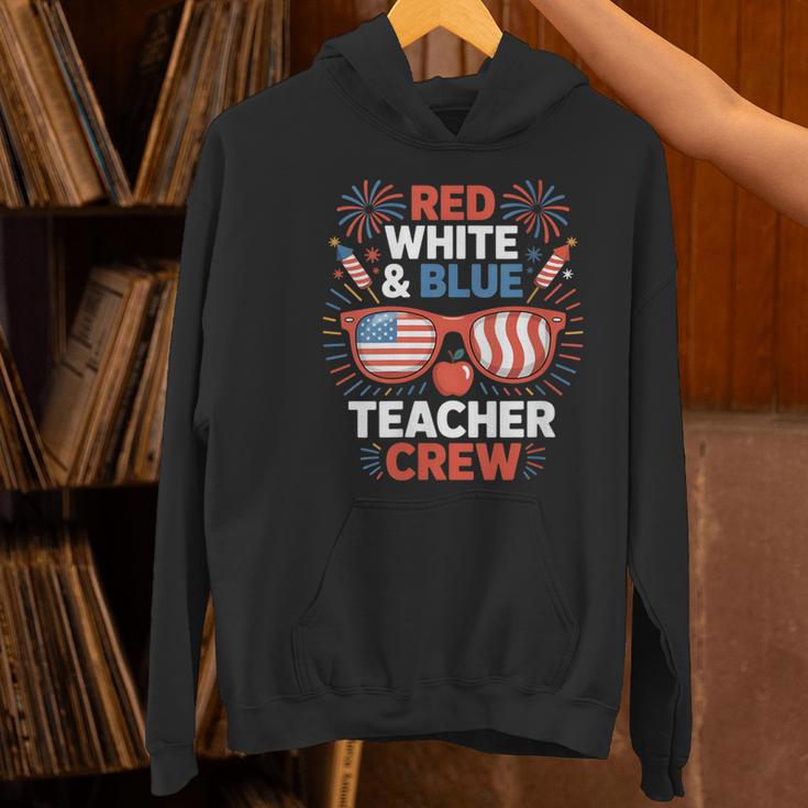 Red & Blue Teacher Crew Shirt 4th Of July Sunglasses Women's Hoodie, gift for family, gift for coworker Red & Blue Teacher Crew Shirt 4th Of July Sunglasses Women's Hoodie, gift for family, gift for coworker