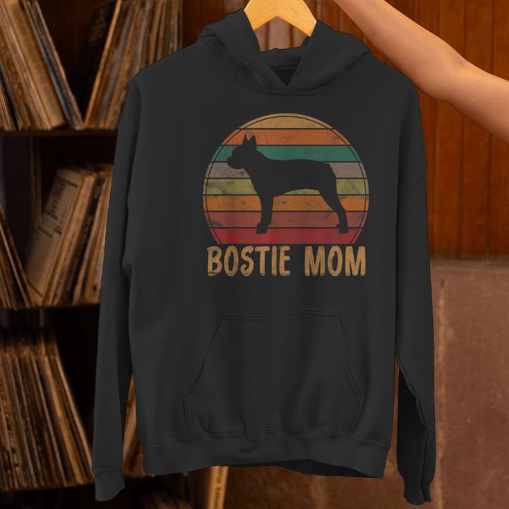 Retro Boston Terrier Mom Dog Mother Pet Bostie Mama Women's Hoodie, Boston Terrier Mom Hoodies, gift for family, gift for coworker