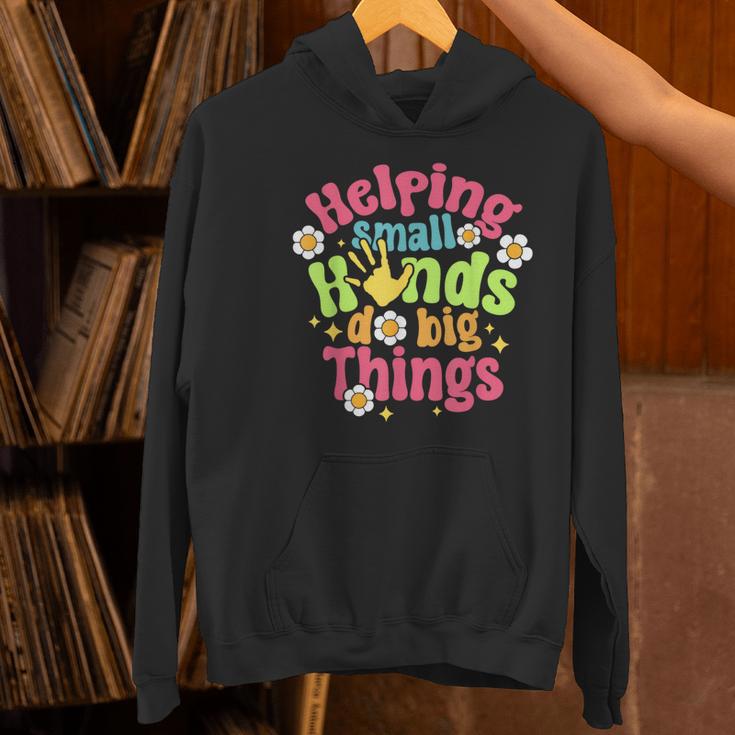 Retro Helping Small Hands Do Big Things Teacher Appreciation For Men Women Women's Hoodie, gift for family, gift for coworker Retro Helping Small Hands Do Big Things Teacher Appreciation For Men Women Women's Hoodie, gift for family, gift for coworker