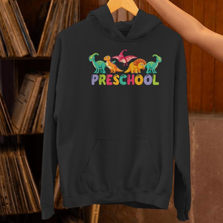 Retro Preschool Cute Dinosaur Preschool Teacher Kids Boys Women's Hoodie, gift for family, gift for coworker