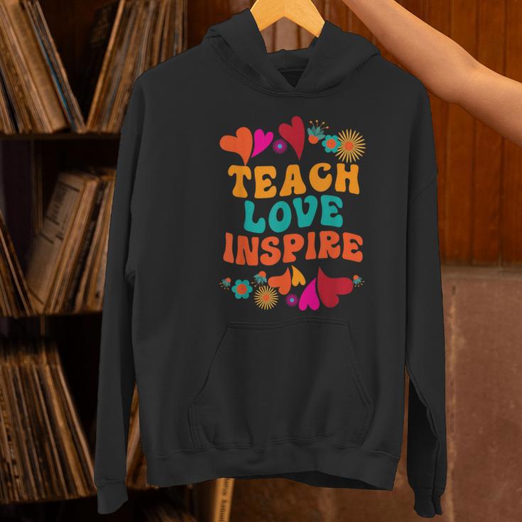 Retro Teach Love Inspire Back To School Teachers Women's Hoodie, gift for family, gift for coworker