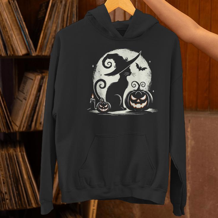 Scary Halloween Cat Costume Retro Cat Moon For Men Women Kids Women's Hoodie, gift for family, gift for coworker