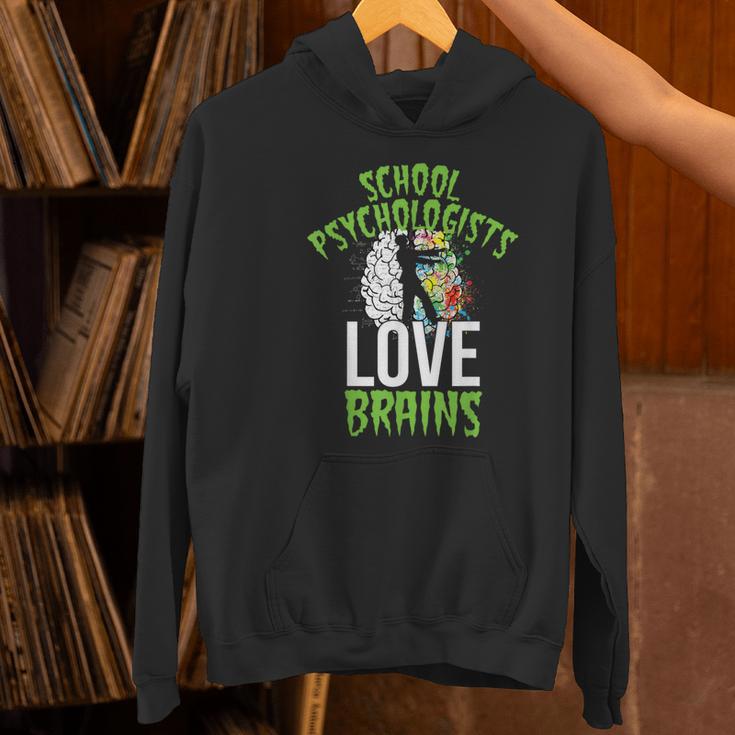 School Psychologists Love Brains Halloween Teacher Counselor Women's Hoodie, gift for family, gift for coworker