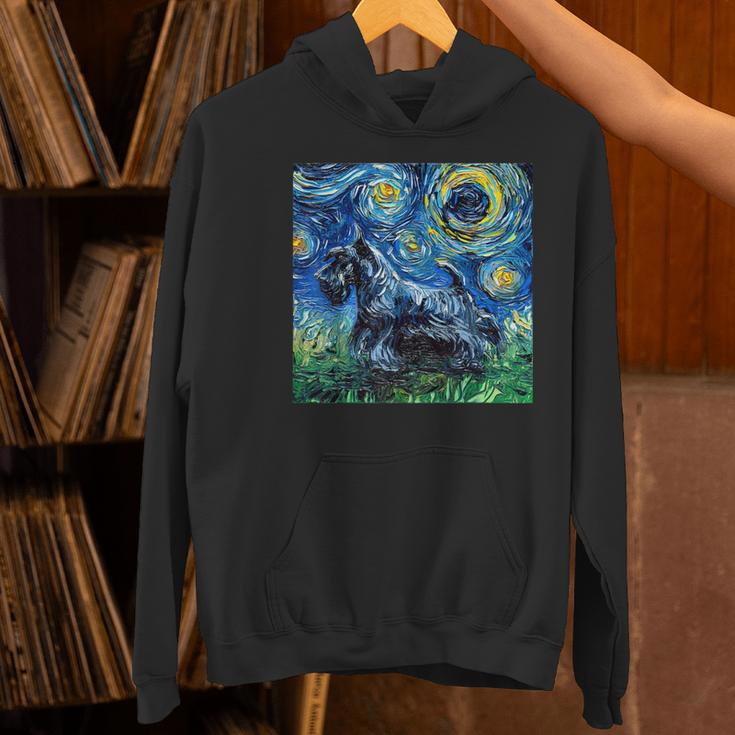 Scottish Terrier Starry Night Scotty Dog Art By Aja Women's Hoodie, gift for family, gift for coworker