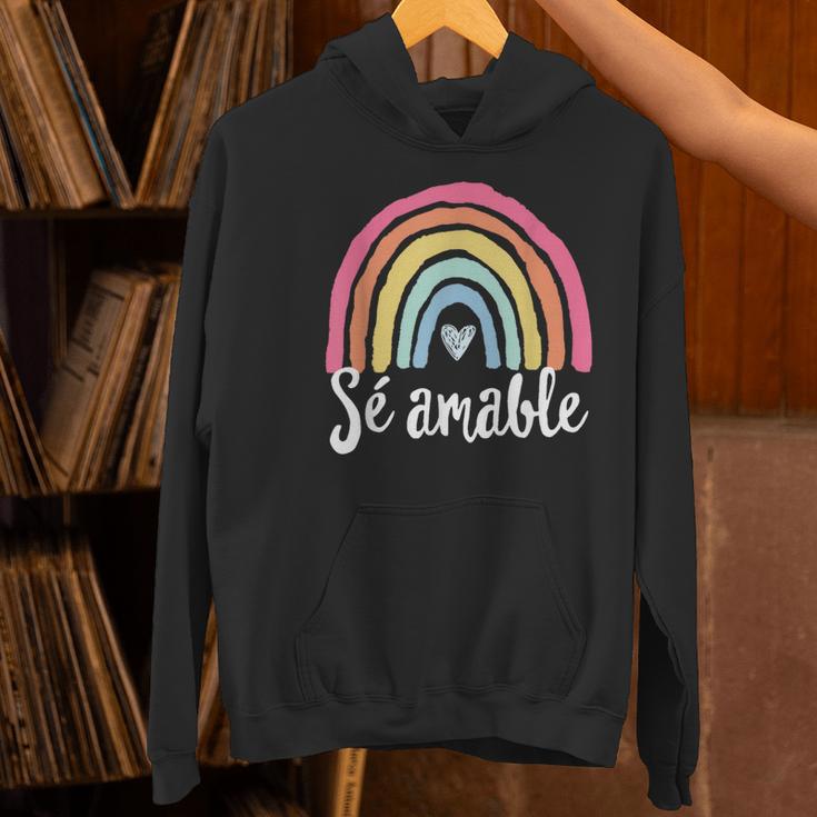 Sé Amable Spanish Bilingual Teacher Be Kind Boho Rainbow Women's Hoodie, gift for family, gift for coworker Sé Amable Spanish Bilingual Teacher Be Kind Boho Rainbow Women's Hoodie, gift for family, gift for coworker